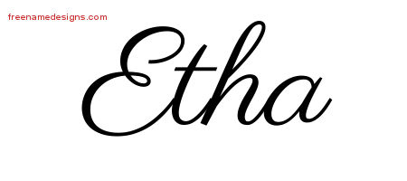 Classic Name Tattoo Designs Etha Graphic Download