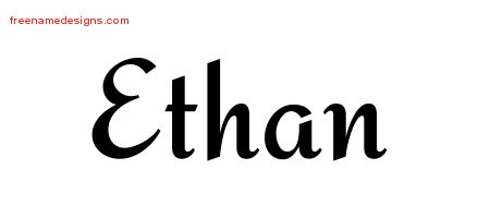 Calligraphic Stylish Name Tattoo Designs Ethan Free Graphic
