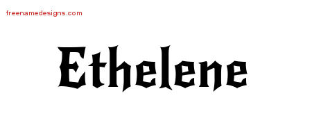 Gothic Name Tattoo Designs Ethelene Free Graphic