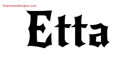 Gothic Name Tattoo Designs Etta Free Graphic