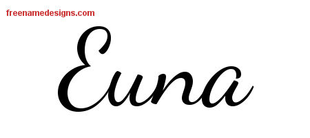 Lively Script Name Tattoo Designs Euna Free Printout