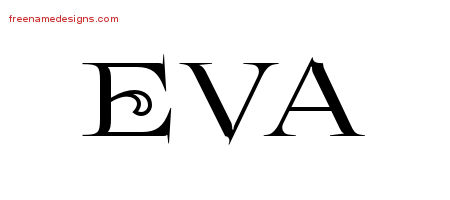 Flourishes Name Tattoo Designs Eva Printable