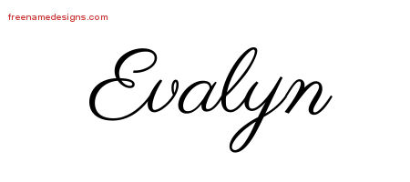 Classic Name Tattoo Designs Evalyn Graphic Download