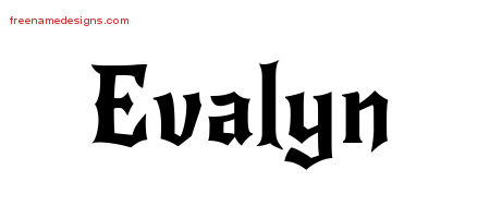 Gothic Name Tattoo Designs Evalyn Free Graphic