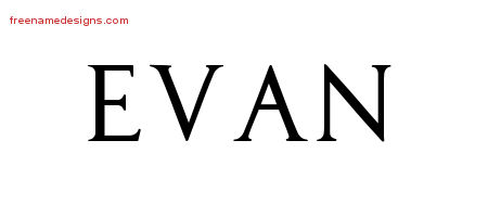 Regal Victorian Name Tattoo Designs Evan Printable