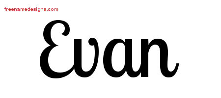 Handwritten Name Tattoo Designs Evan Free Printout