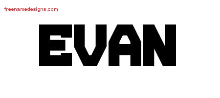 Titling Name Tattoo Designs Evan Free Printout