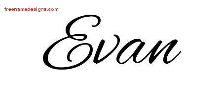 Cursive Name Tattoo Designs Evan Free Graphic