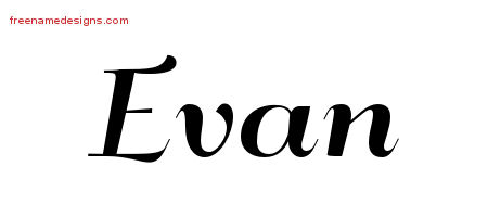 Art Deco Name Tattoo Designs Evan Printable