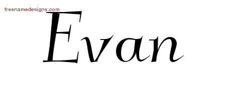 Elegant Name Tattoo Designs Evan Free Graphic