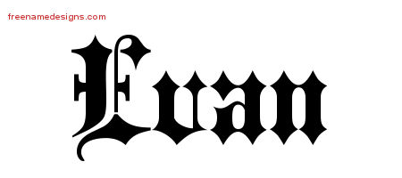 Old English Name Tattoo Designs Evan Free Lettering