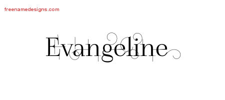 Decorated Name Tattoo Designs Evangeline Free