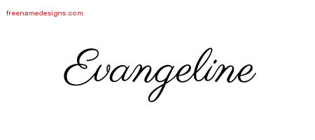 Classic Name Tattoo Designs Evangeline Graphic Download