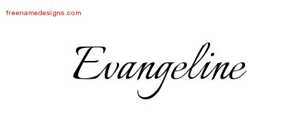 Calligraphic Name Tattoo Designs Evangeline Download Free