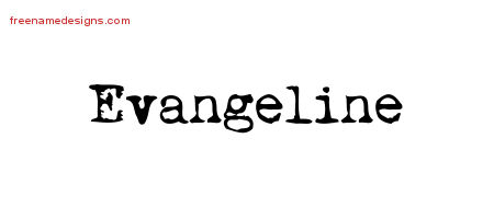 Vintage Writer Name Tattoo Designs Evangeline Free Lettering