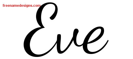 Lively Script Name Tattoo Designs Eve Free Printout