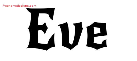 Gothic Name Tattoo Designs Eve Free Graphic