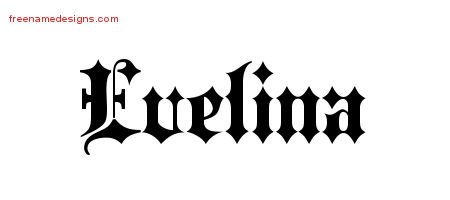 Old English Name Tattoo Designs Evelina Free