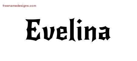 Gothic Name Tattoo Designs Evelina Free Graphic