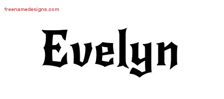 Gothic Name Tattoo Designs Evelyn Free Graphic