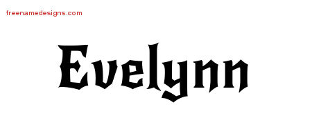 Gothic Name Tattoo Designs Evelynn Free Graphic