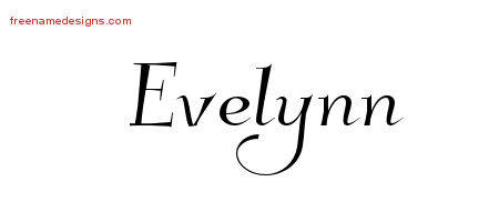 Elegant Name Tattoo Designs Evelynn Free Graphic