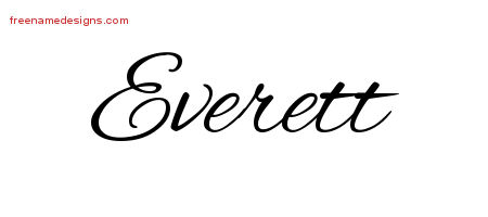 Cursive Name Tattoo Designs Everett Free Graphic