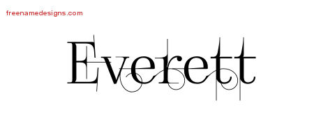 Decorated Name Tattoo Designs Everett Free Lettering