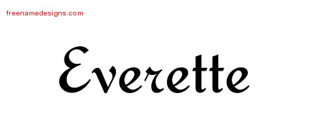 Calligraphic Stylish Name Tattoo Designs Everette Free Graphic