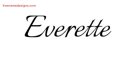 Calligraphic Name Tattoo Designs Everette Free Graphic