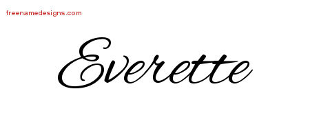 Cursive Name Tattoo Designs Everette Free Graphic