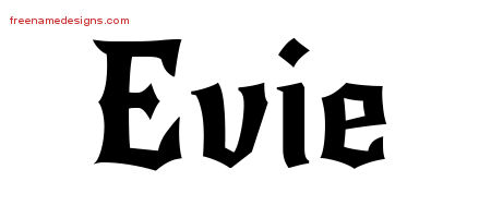 Gothic Name Tattoo Designs Evie Free Graphic