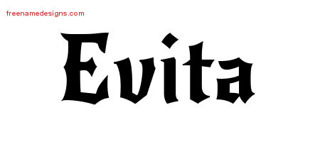 Gothic Name Tattoo Designs Evita Free Graphic