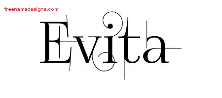 Decorated Name Tattoo Designs Evita Free