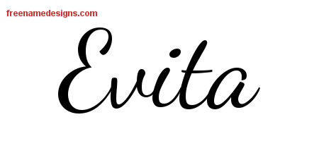 Lively Script Name Tattoo Designs Evita Free Printout