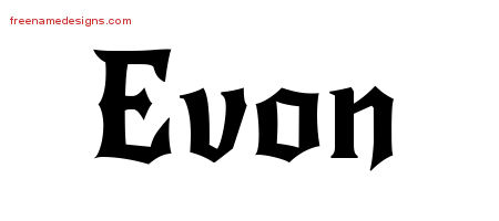 Gothic Name Tattoo Designs Evon Free Graphic
