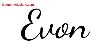 Lively Script Name Tattoo Designs Evon Free Printout