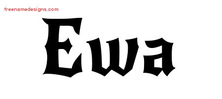 Gothic Name Tattoo Designs Ewa Free Graphic
