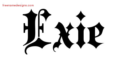 Old English Name Tattoo Designs Exie Free