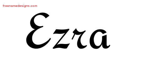 Calligraphic Stylish Name Tattoo Designs Ezra Free Graphic