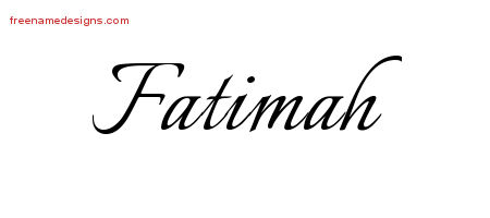 Calligraphic Name Tattoo Designs Fatimah Download Free