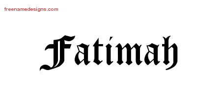 Blackletter Name Tattoo Designs Fatimah Graphic Download