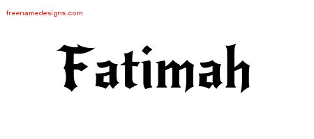 Gothic Name Tattoo Designs Fatimah Free Graphic
