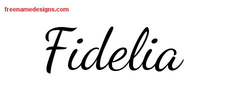 Lively Script Name Tattoo Designs Fidelia Free Printout
