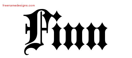 Old English Name Tattoo Designs Finn Free Lettering