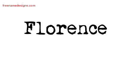 Vintage Writer Name Tattoo Designs Florence Free Lettering