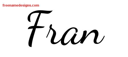 Lively Script Name Tattoo Designs Fran Free Printout