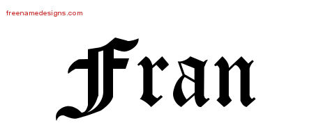 Blackletter Name Tattoo Designs Fran Graphic Download