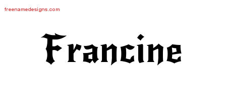 Gothic Name Tattoo Designs Francine Free Graphic