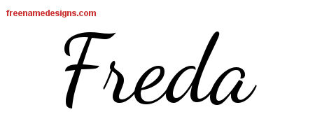 Lively Script Name Tattoo Designs Freda Free Printout